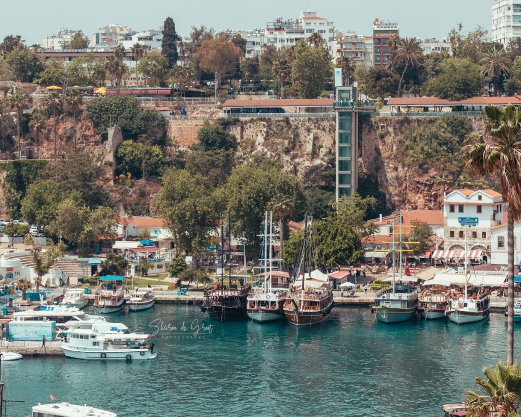 old harbour of antalya with boats