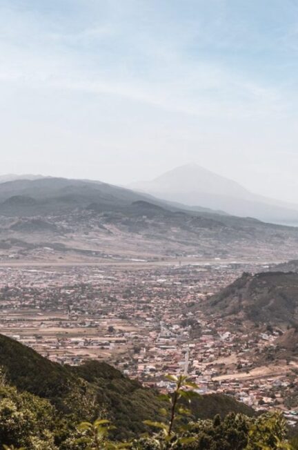 Overview of the Tenerife landscape with the Volcano Teide in the back