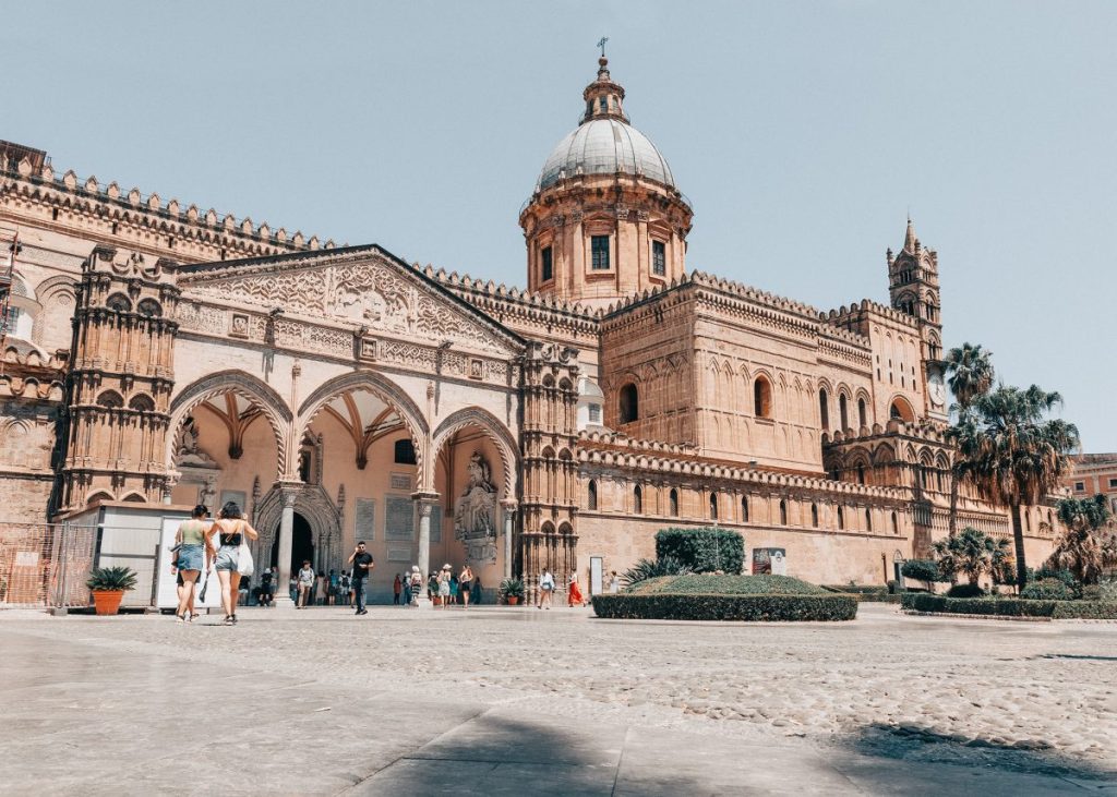 The outside of the Cathedral of Palermo.