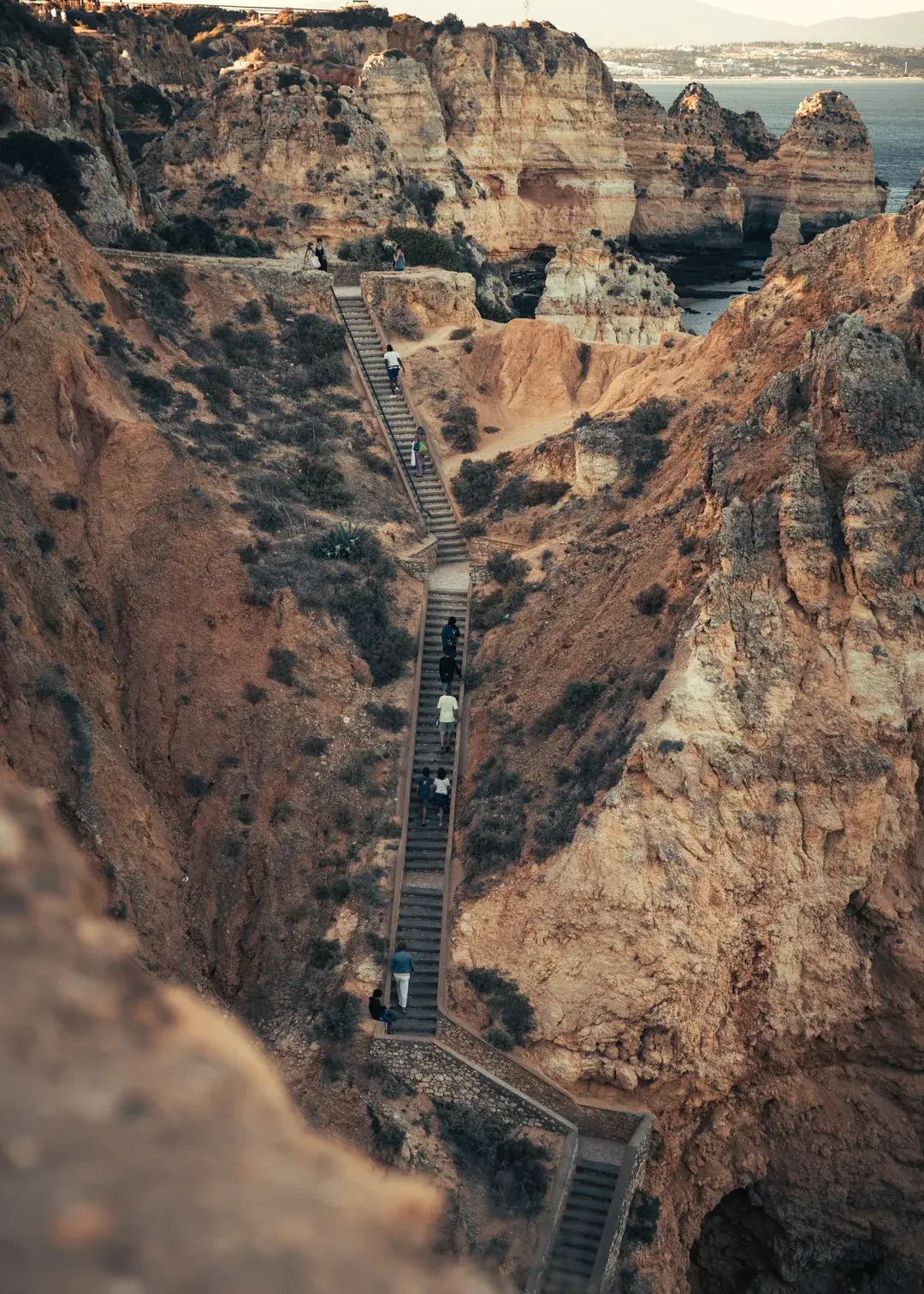 Stairs on limestone cliff